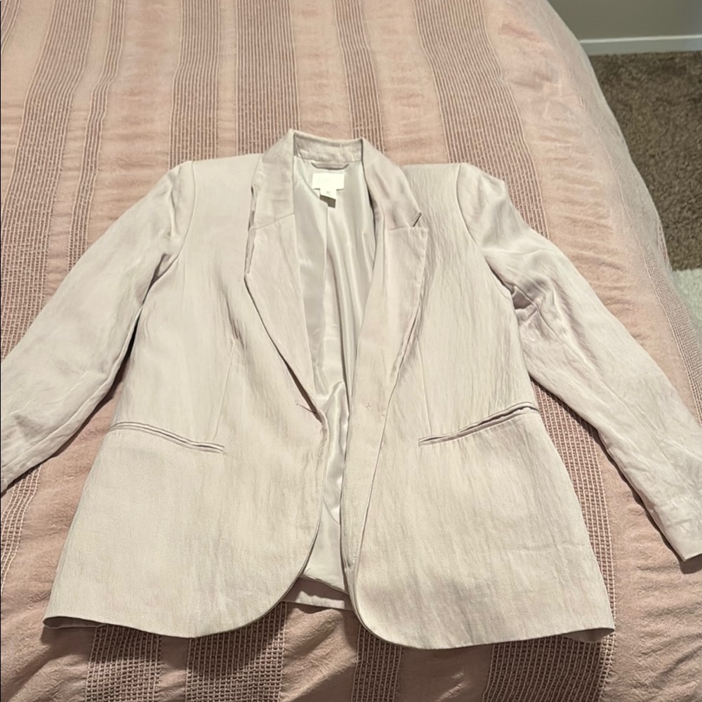 Pink Tailored Blazer with Notched Lapels and Full-Length Sleeves